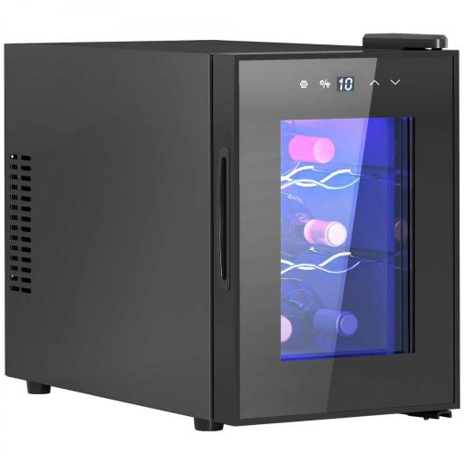 Nevera Vinos 6 Botellas 17L con Luz LED Interior Pantalla Táctil y Temperatura Regulable Negro [8]