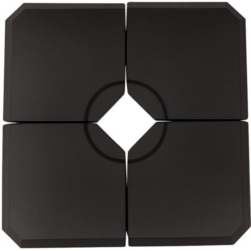 Set de 4 Piezas Soporte de Parasol Base para Sombrilla Terreza o Jardín Rellenable de 80 kg de Agua o 120 kg de Arena Estable 100x100x9,5 cm Negro [7]