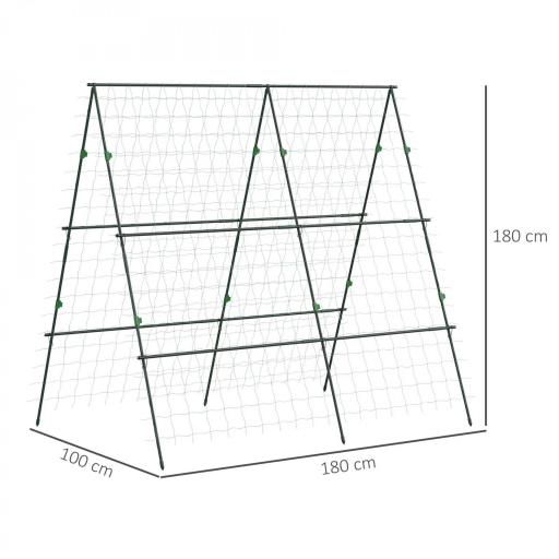 Soporte para Plantas Trepadoras de Jardín Triangular con Estructura de Acero para Frutas Verduras 180x100x180 cm Verde [1]