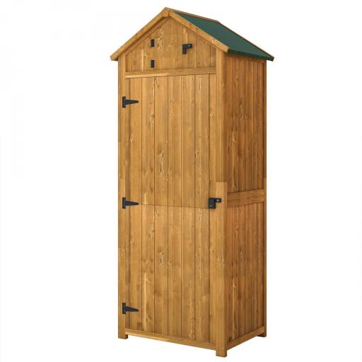Cobertizo para Almacenaje de Herramientas 77x54,2x179 cm 0,3 m² Armario de Jardín de Madera con 3 Estantes y 2 Puertas [8]