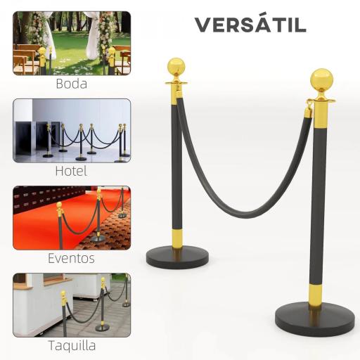 Postes Separadores de Acero Inoxidable de 2 Piezas 96 cm de Altura Base Rellenable 2 Cuerdas de Terciopelo Negro [9]