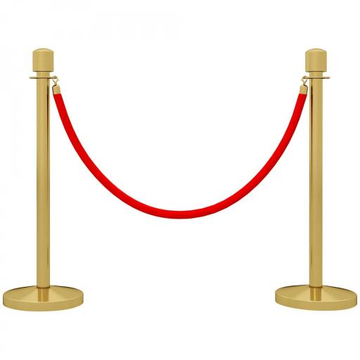 Juego de 2 Postes Separadores de Acero Inoxidable con Cuerda de Terciopelo Roja de 1,5 m y Base Rellenable Dorado [9]