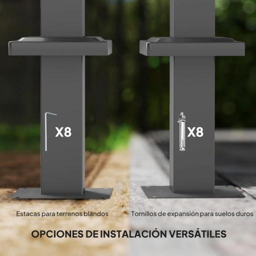 Pérgola con Techo Retráctil Pérgola de 3x3 m con Cierre Magnético Protección UV30+ Pabellón para Jardín Patio Gris [2]