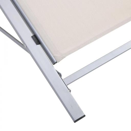 Set de 2 Tumbonas Jardín Exterior con Mesa Auxiliar de Vidrio Templado Tumbonas con Respaldo Reposabrazos para Patio Piscina Terraza Exterior Beige [6]