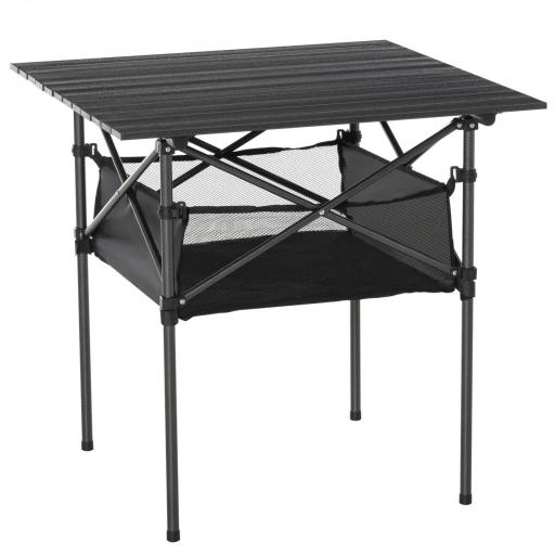 Mesa de Camping Plegable con Almacenaje de Malla y Bolsa de Transporte para Exterior Jardín y Picnic 70x70x69 cm Negro [9]