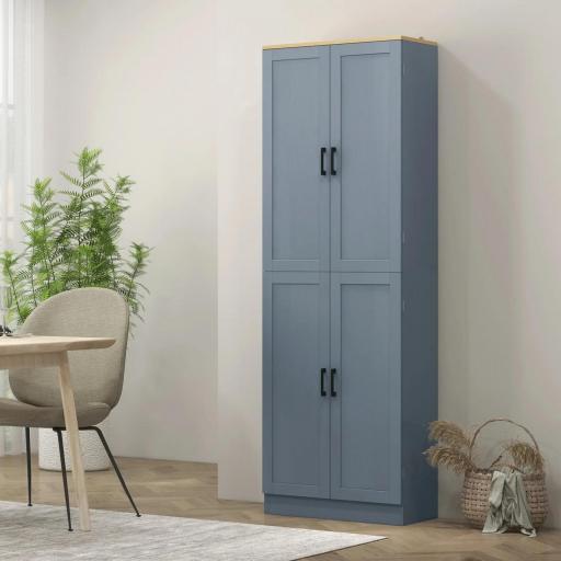 Alacena de Cocina Armario de Almacenaje Multifuncional con 4 Puertas y Estantes Ajustables 60x30x171 cm Gris [6]