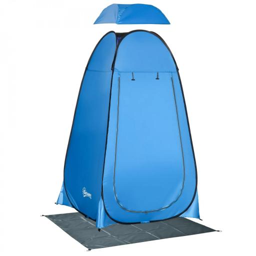 Tienda de Ducha Portátil con Bolsillo Bolsa de Transporte y UV 20+ para Baño Inodoro 126x124x189 cm Azul [10]
