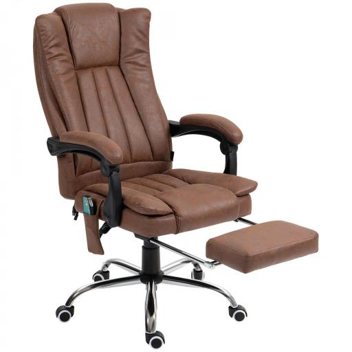 Silla de Oficina con 6 Puntos de Masaje Ajustable con Función Calefacción Reposapiés Retráctil y Control Remoto Marrón [9]