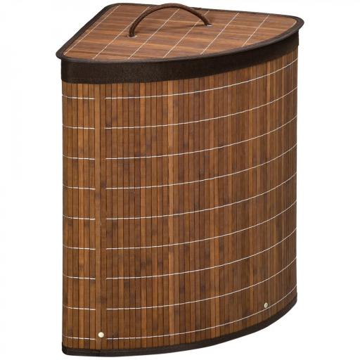 Cesto para Ropa Sucia de Bambú Capacidad de 55L Cesta para la Colada en Forma de Abanico 38x38x57 cm Marrón [9]