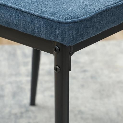 Conjunto de 2 Sillas de Comedor con Tapizado de Terciopelo Sintético Respaldo Curvo y Patas de Acero 45x57x86 cm Azul [7]