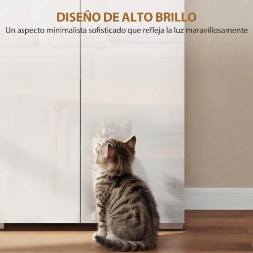 Alacena de Cocina con 4 Puertas Compartimento Abierto Estantes Ajustables 68x34x180 cm Blanco Brillo [2]