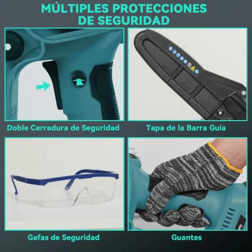 Mini Motosierra Bateria 8 Pulgadas 6000mAh con 580W Motor sin Escobillas 2 Baterías Palo Telescópico para Podar Árboles [7]