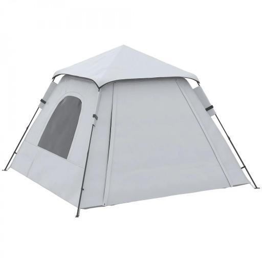 Tienda de Camping Pop-up para 2-3 Personas Impermeable 2000 mm con Bolsa de Trasporte 210x210x150 cm Plata [9]