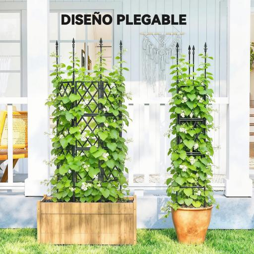 Enrejado de Jardín Plegable Soporte para Plantas Trepadoras con Montaje DIY y Marco de Acero 85x197 cm Negro [1]