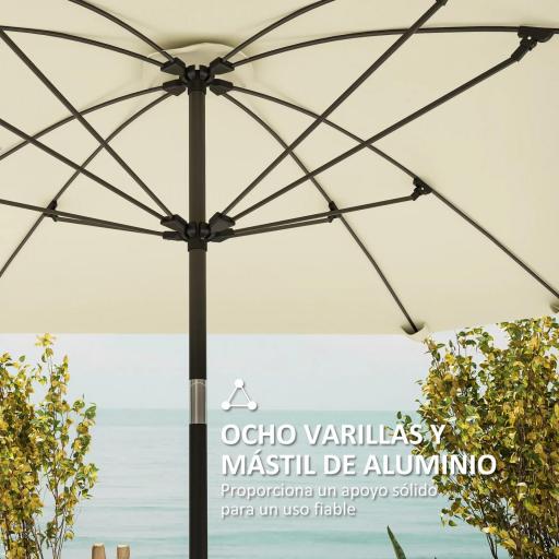 Sombrilla de Jardín 233x233 cm Ángulo Ajustable Impermeable Poste de Aluminio Varillas de Fibra de Vidrio Manivela Crema [2]