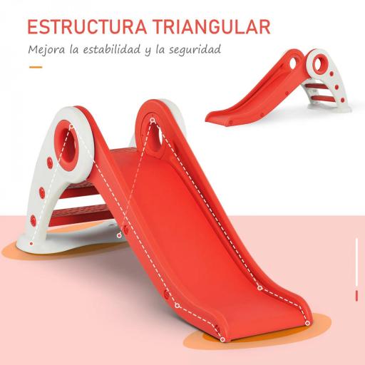 Tobogán Infantil de 18-36 Meses Tobogán para Niños Plegable con Escaleras Rampa Larga para Jardín Parque Interiores 120x50x56 cm Rojo [4]