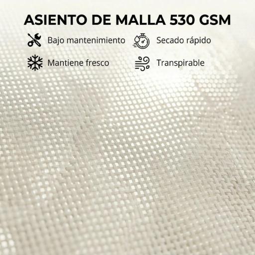 Conjunto de 2 Tumbonas Reclinables con Ruedas Respaldo Ajustable 4 Niveles Estructura de Aluminio Tela Textilene Beige [7]