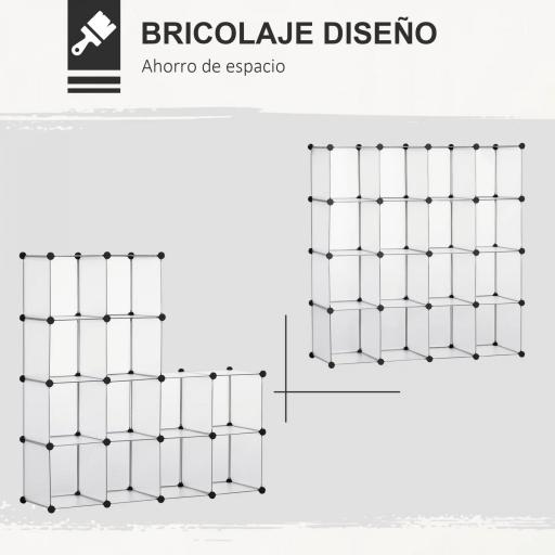 Armario Modular de Plástico Zapatero Organizador con 16 Cubos para Entrada Pasillo Dormitorio 125x32x125 cm Transparente [7]
