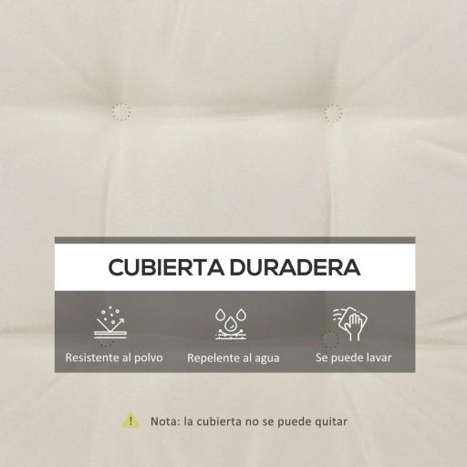 Conjunto de Cojines para Sillas de Comedor y Jardín Impermeable con 2 Amarres de Fijación 42x42x5 cm Crema [4]