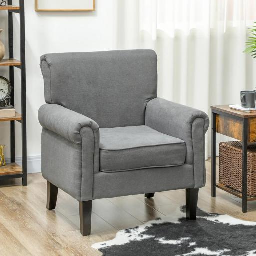 Butaca de Salón Tapizada en Tela Sillón Relax con Reposabrazos Asiento Extraíble para Dormitorio 79x72,5x88 cm Gris