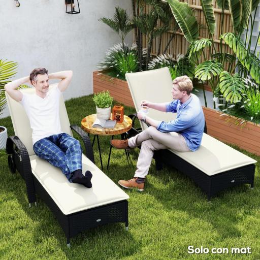  2 Cojines para Tumbonas de Jardín con Protección UV Resistentes a Salpicaduras 193x58x6 cm Crema [6]