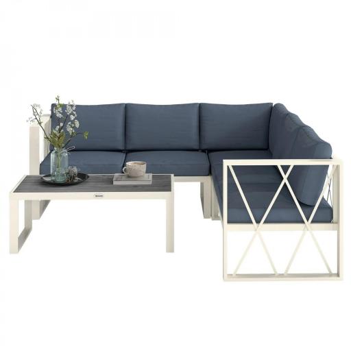 Conjunto de Jardín Exterior con 2 Sofás de 2 Plazas con Asiento Ajustable Sofá de Esquina y Mesa de Centro Beige y Gris [9]