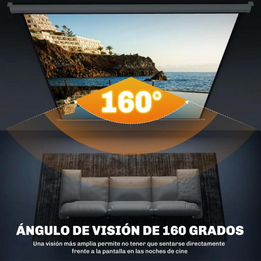 Pantalla de Proyector Manual 120 Pulgadas Pantalla de Proyección Portátil Formato 1:1 para Interior y Exterior Cine en Casa Patio 207x207 cm Blanco [4]