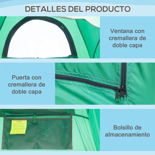 Tienda de Ducha Portátil Tienda de Privacidad Emergente 122x122x213 cm UPF30+ Cambiador para Camping WC Inodoro Verde [2]
