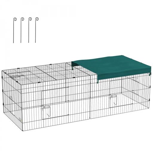 Jaula para Animales Pequeños de Acero con Puertas y Tela Superior para Conejos Chinchillas Gallinas 220x85x70 cm Verde [9]