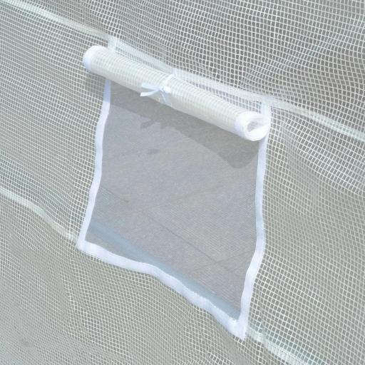 Invernadero de Túnel 6x3x2m Invernadero de Terraza con 8 Ventanas Cubierta de Polietileno 140 g/m² Marco de Acero Blanco [7]