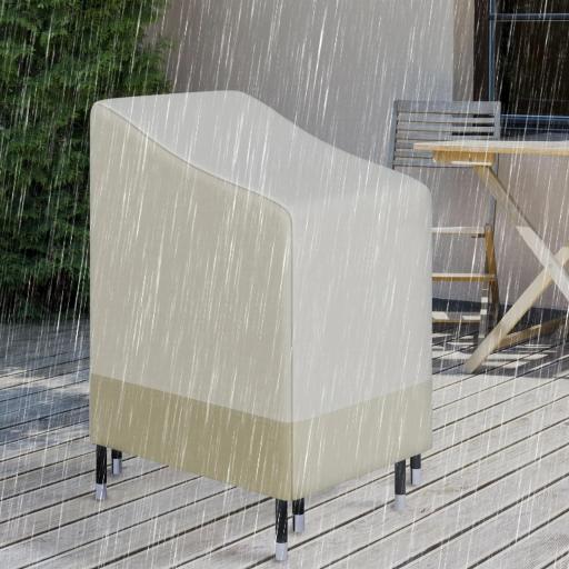 Funda para Sillas Apilables 90x70x115 cm Impermeable de Tela Oxford 600D Anti-UV Beige y Café [7]