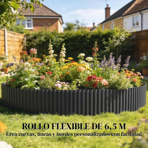 Valla de Jardín Metálica 650x20 cm de Acero Galvanizado Resistente para Huerto Patio Terraza Césped Gris Oscuro [4]