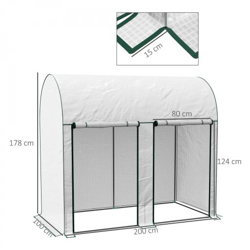 Invernadero de Exterior con Doble Puerta con Cremallera y Cubierta de PE para Cultivar Plantas 200x100x178 cm Blanco [1]