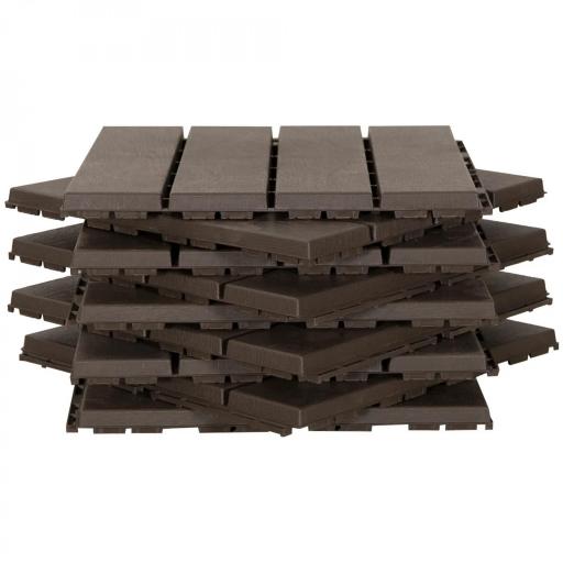 Set de 9 Baldosas Cuadradas de 30x30 cm con Área de 0,81 m² Losetas Sistema de Clic para Balcón Terraza Jardín Marrón [7]