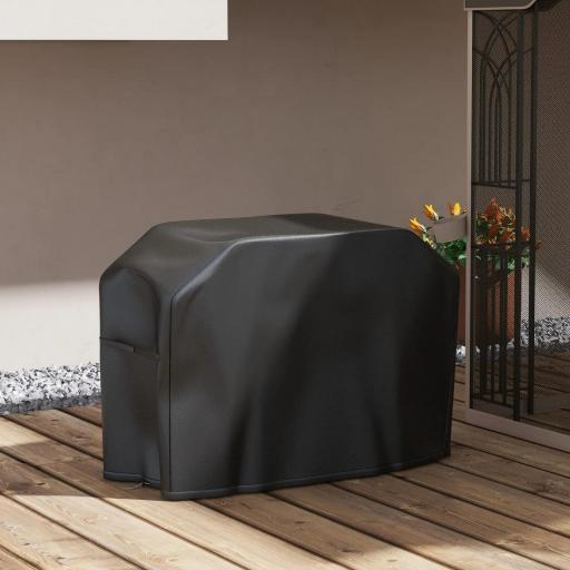Funda para Barbacoa Rectangular de Tela Oxford 420D Anti-UV Impermeable con Cordón de Sujeción 124x61x91 cm Negro [4]