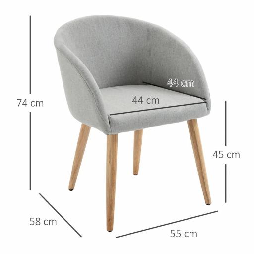 Silla de Comedor Tapizada en Lino Sintético Transpirable con Asiento Acolchado y Patas de Madera Silla de Ocio Moderna para Salón Dormitorio 55x58x74 cm Gris [1]