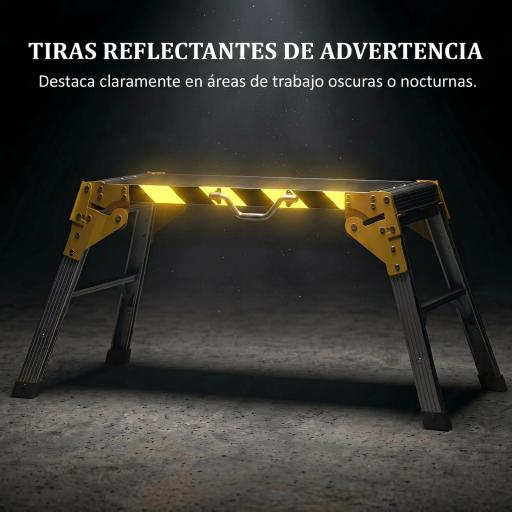 Banco de Trabajo Antideslizante Soporte de Herramientas Plegable de Aluminio con Asa 150 kg 110x32x50 cm Negro [6]