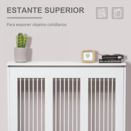 Cubierta de Radiador Blanco 90x18x84 cm Cubre Radiador de MDF Diseño Moderno Estante para Radiador Vertical para Salón [7]