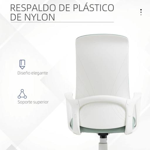 Silla de Oficina Giratoria Altura Ajustable con Reposabrazos Función de Basculante Respaldo Alto 62x56x110-119,5cm Verde [5]