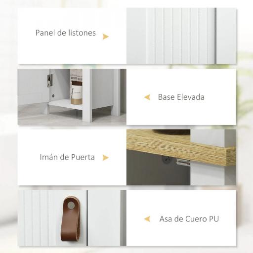 Columna de Baño Armario de Baño con Estantes Abiertos Puerta y Estante Ajustable Diseño Anti-vuelco 34x23x165 cm Blanco [4]