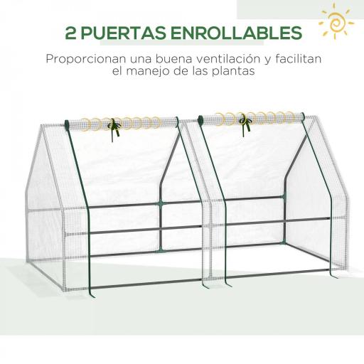 Mini Invernadero de Jardín Terraza 180x90x90cm Tipo Caseta Tubo de Acero con 2 Ventanas Enrollables Vivero Casero Blanco [1]