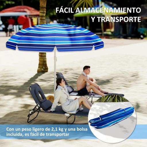 Sombrilla de Playa Grande con Protección UV UPF50+ Inclinación Ajustable y Bolsa de Transporte Ø180x196 cm Multicolor [6]