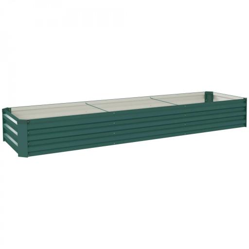 Jardinera Exterior Grande Rectangular de Acero Galvanizado Huerto Urbano con Base Abierta 240x60x30 cm Verde [7]