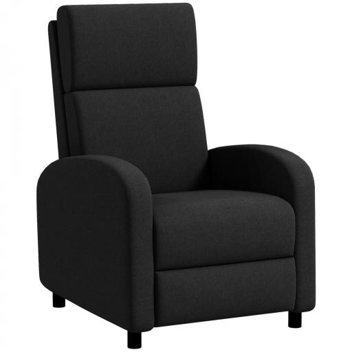 Sillón Relax Reclinable hasta 160° Sofá Reclinable Moderno con Reposapiés Soporta hasta 120 kg 64x86x102 cm Negro [9]