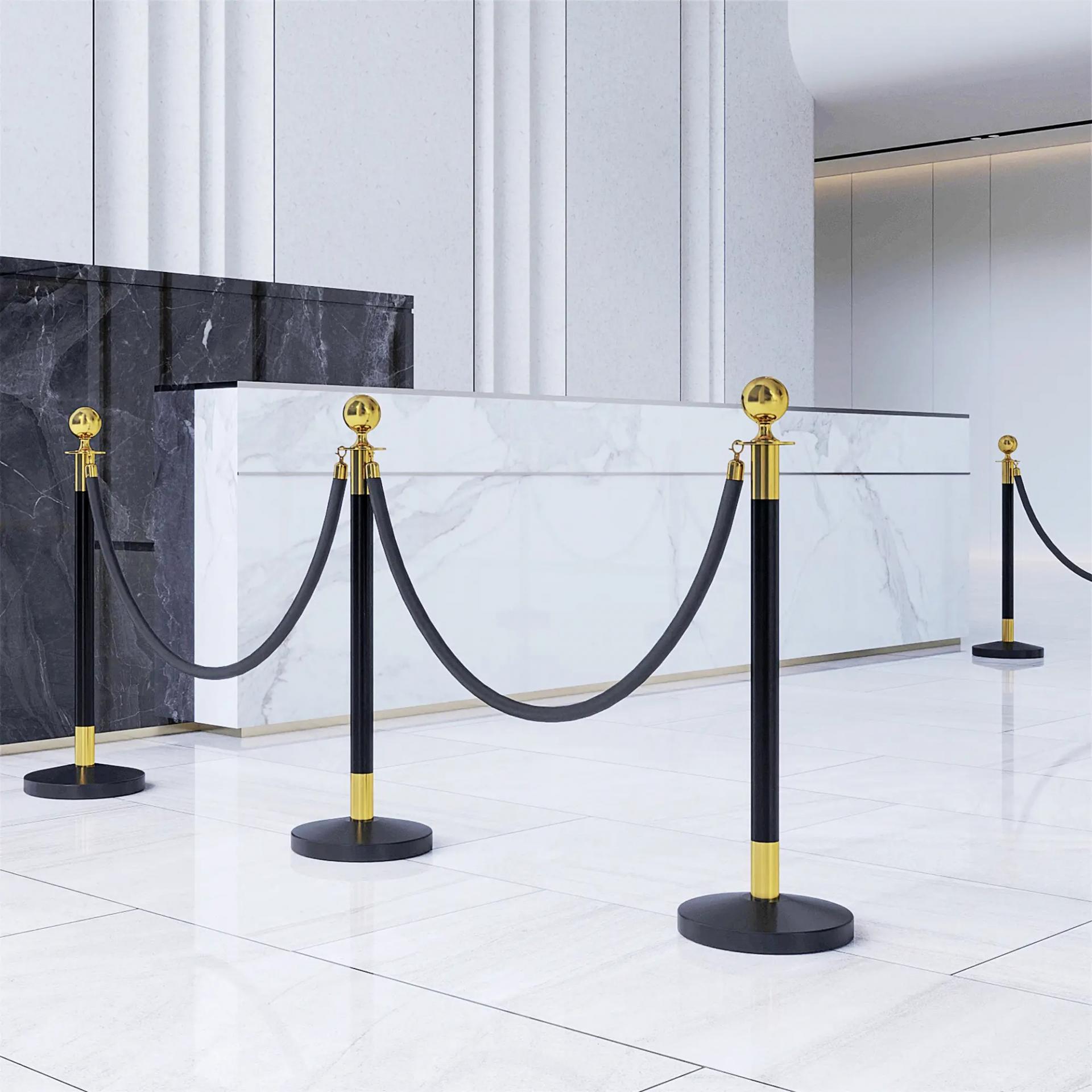 Postes Separadores de Acero Inoxidable de 2 Piezas 96 cm de Altura Base Rellenable 2 Cuerdas de Terciopelo Negro
