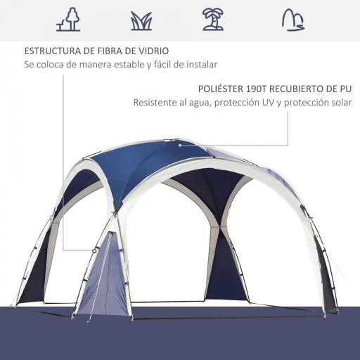 Toldo Camping Plegable 3,5x3,5 m con Gancho Bolsa de Transporte Impermeable y Protección UV para Terraza Playa Azul [2]