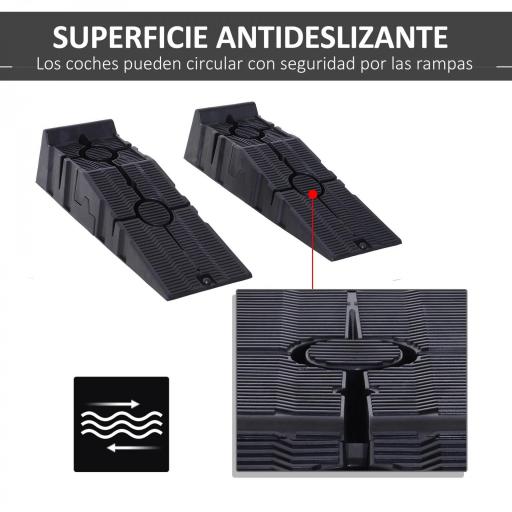 Juego de 2 Rampas Portátiles de Plástico Carga 3 Toneladas para Coches Estándares Furgonetas Pequeñas 91x30x21 cm Negro [2]