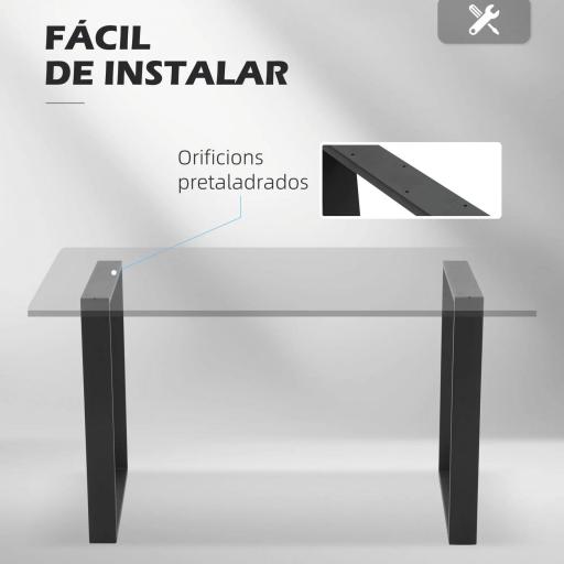 Conjunto de 2 Patas para Mesa Patas de Diseño Rectangular con Tornillos Incluidos para Mesa DIY 60x72 cm Negro [4]