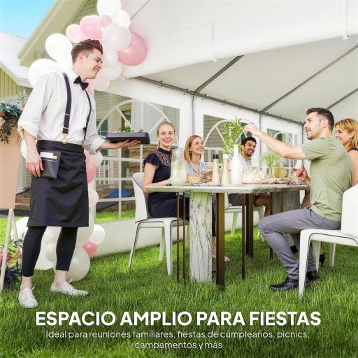 Carpa para Fiestas 4x6 m Carpa de Jardín con Paredes Extraíbles 2 Puertas y Ventanas UPF30+ para Boda Camping Blanco [5]