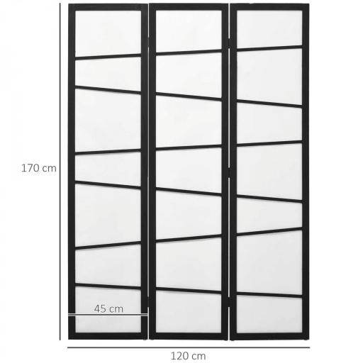 Biombo de 3 Paneles Divisor de Habitación Plegable 120x170 cm Separador de Ambientes para Oficina Salón Negro y Blanco [1]